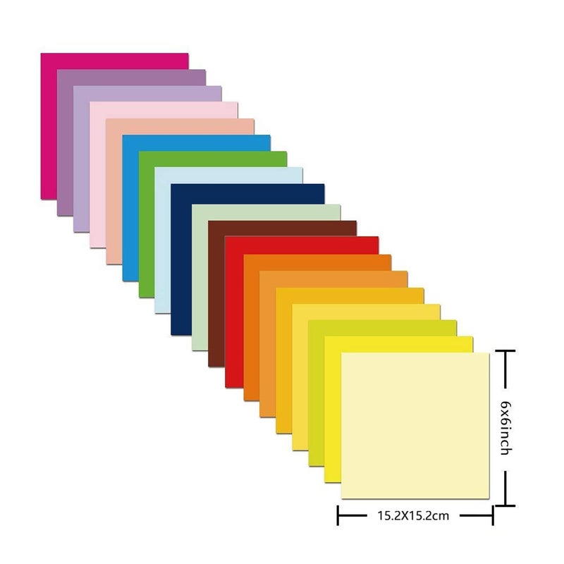 BB Bachmore Origami Paper 200 Sheets, 20 Vivid Colors, Double Sided Colors Make Colorful and Easy Origami,6 Inch Square Sheet, Papers, Arts and Crafts Projects (200 Sheets) - Image 2